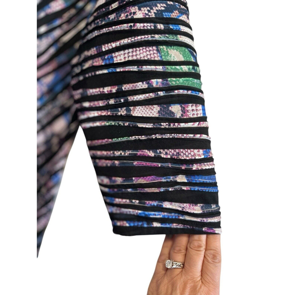 Dana Buchman Multicolor Snakeskin Print Tunic Blouse Black Womens XL 3/4 Sleeves - Picture 4 of 14